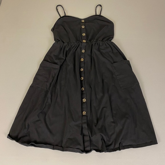 HALIFE Dress Women's Size XXL Black Sleeveless Button Down Casual Front - Picture 1 of 13